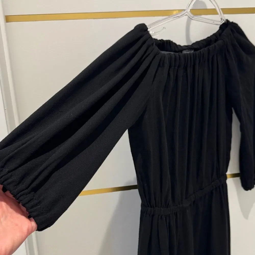 SPLENDID Black Off-Shoulder 3/4 Sleeve Dress empire waist XS